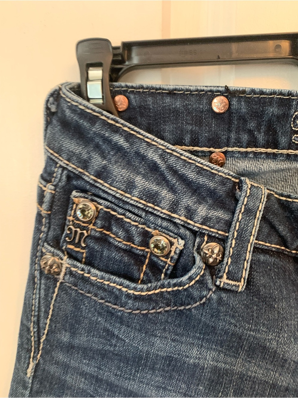 Miss Me Dark Wash Denim Bermuda Shorts - Blue Girls Size 14 - Picture 2 of 10